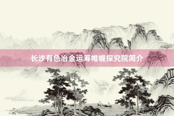 长沙有色冶金运筹帷幄探究院简介